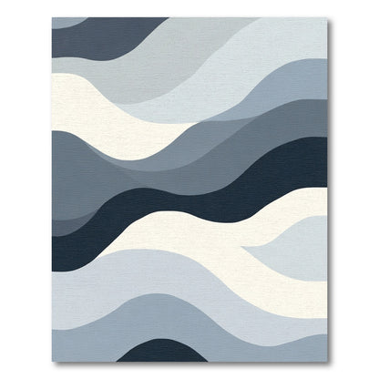 Serene Blue Wavy Gradient Ripples Rug