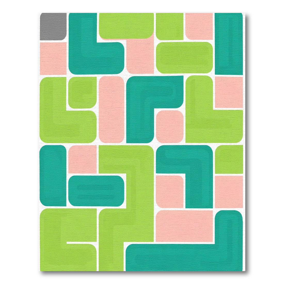 Teal Green Pink Pastel Geometric Blocks Rug
