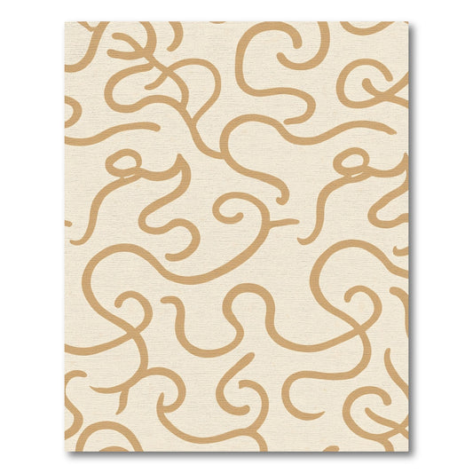 Cream Tan Abstract Swirl Rug