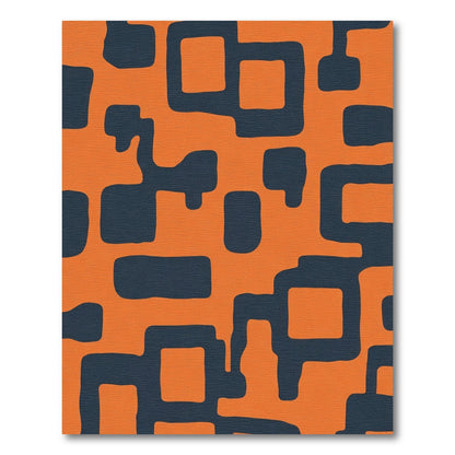 Bold Orange Geometric Interlocking Forms Rug