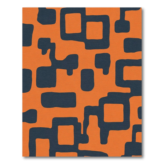 Bold Orange Geometric Interlocking Forms Rug