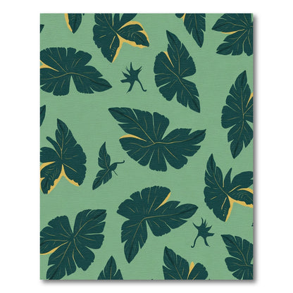 Green Teal Leafy Abstract Art Rug