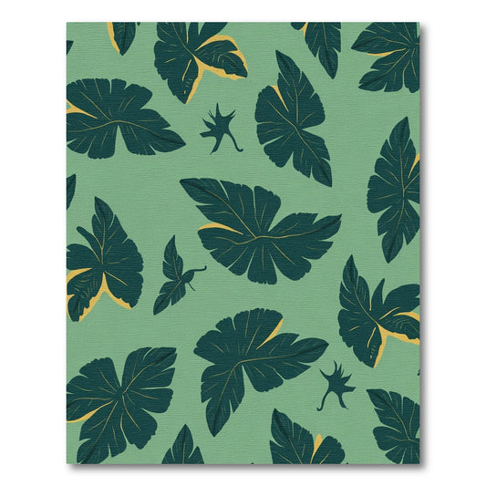 Green Teal Leafy Abstract Art Rug