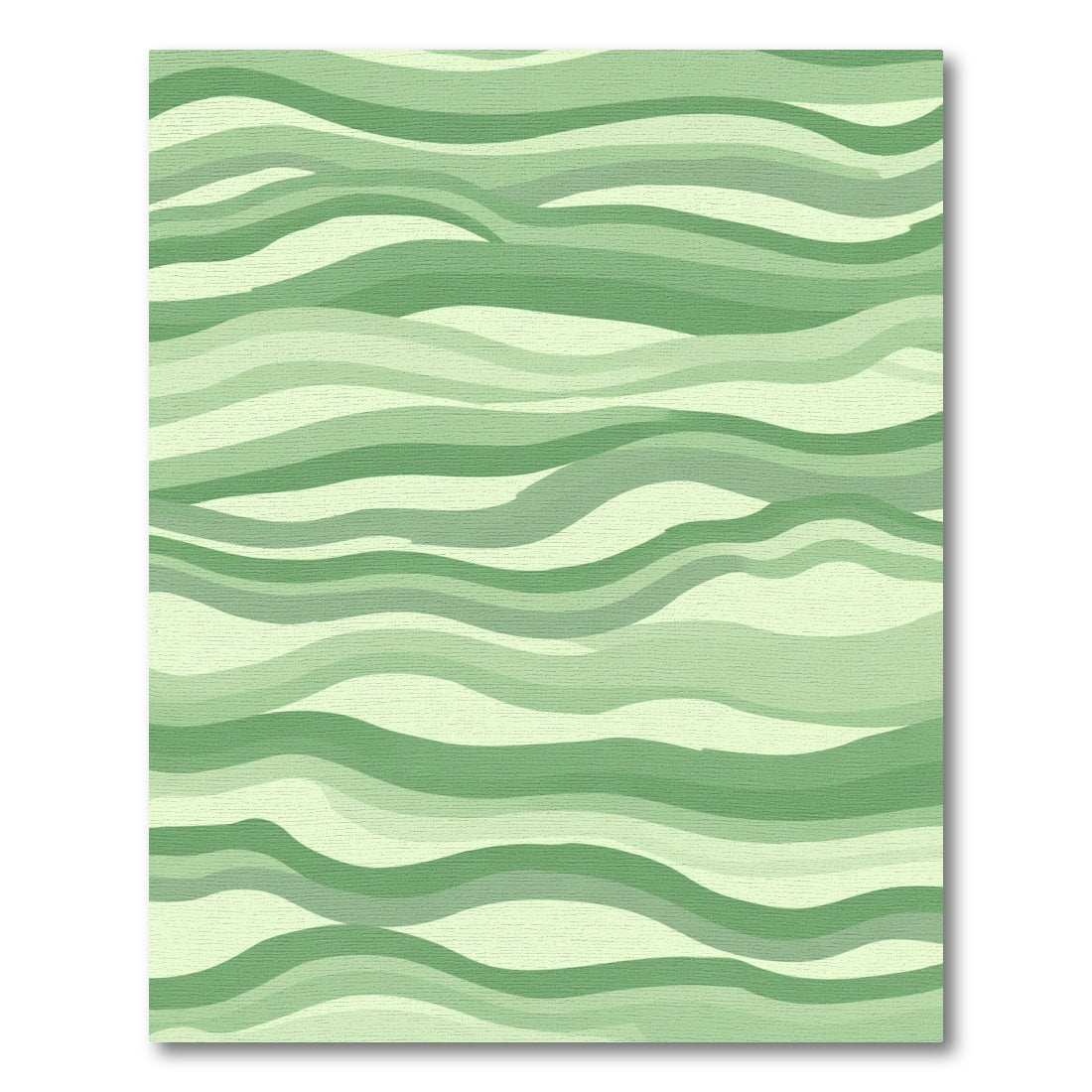 Serene Green Wavy Landscape Rug