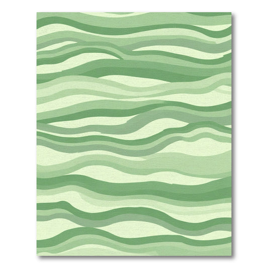 Serene Green Wavy Landscape Rug