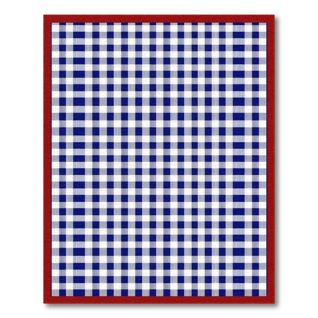 Navy Blue Checkered Rug with Red Border