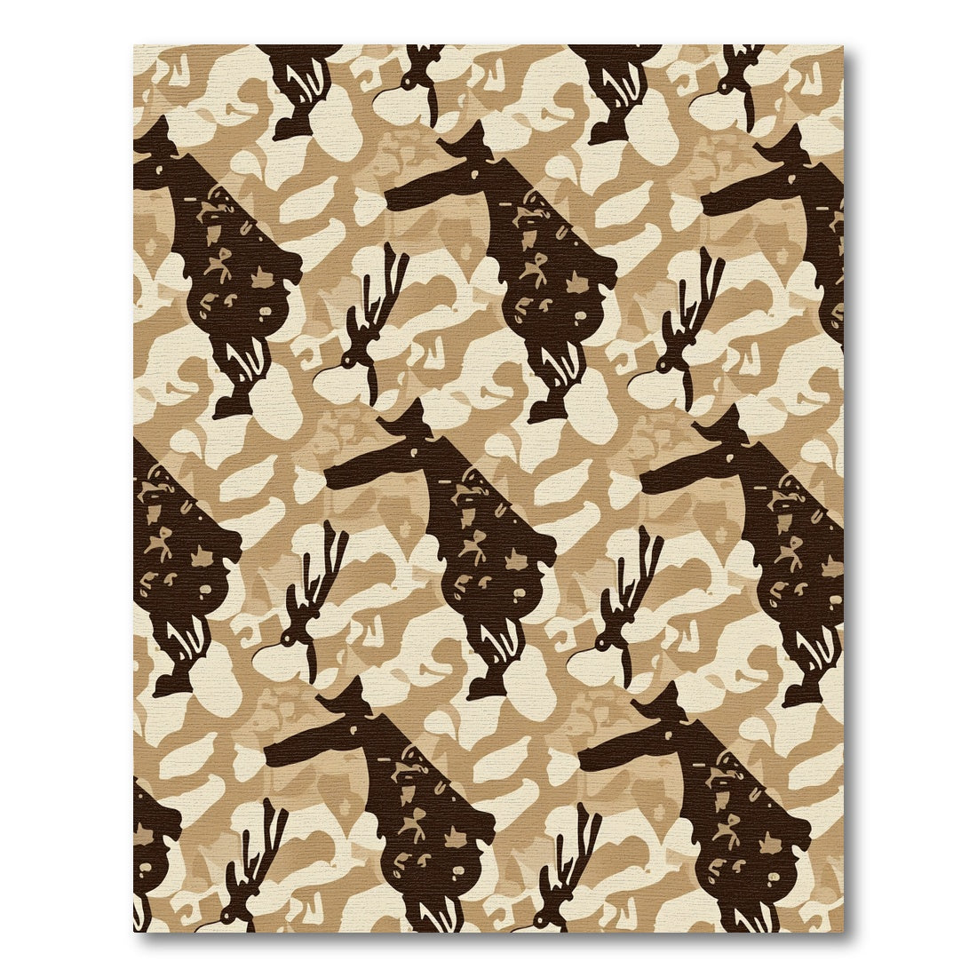 Earthy Camo Deer Silhouette Rug