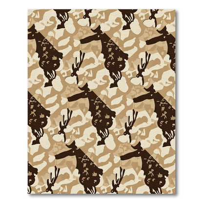 Earthy Camo Deer Silhouette Rug