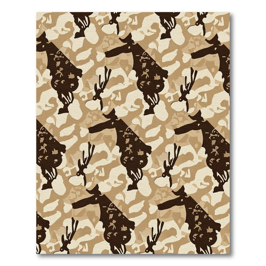 Earthy Camo Deer Silhouette Rug