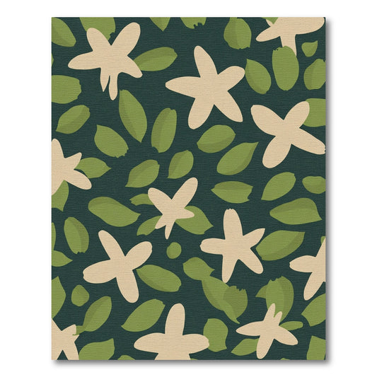 Cream Flower Green Leaf Garden Rug