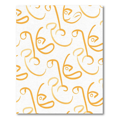 Golden Abstract Face Outline Rug