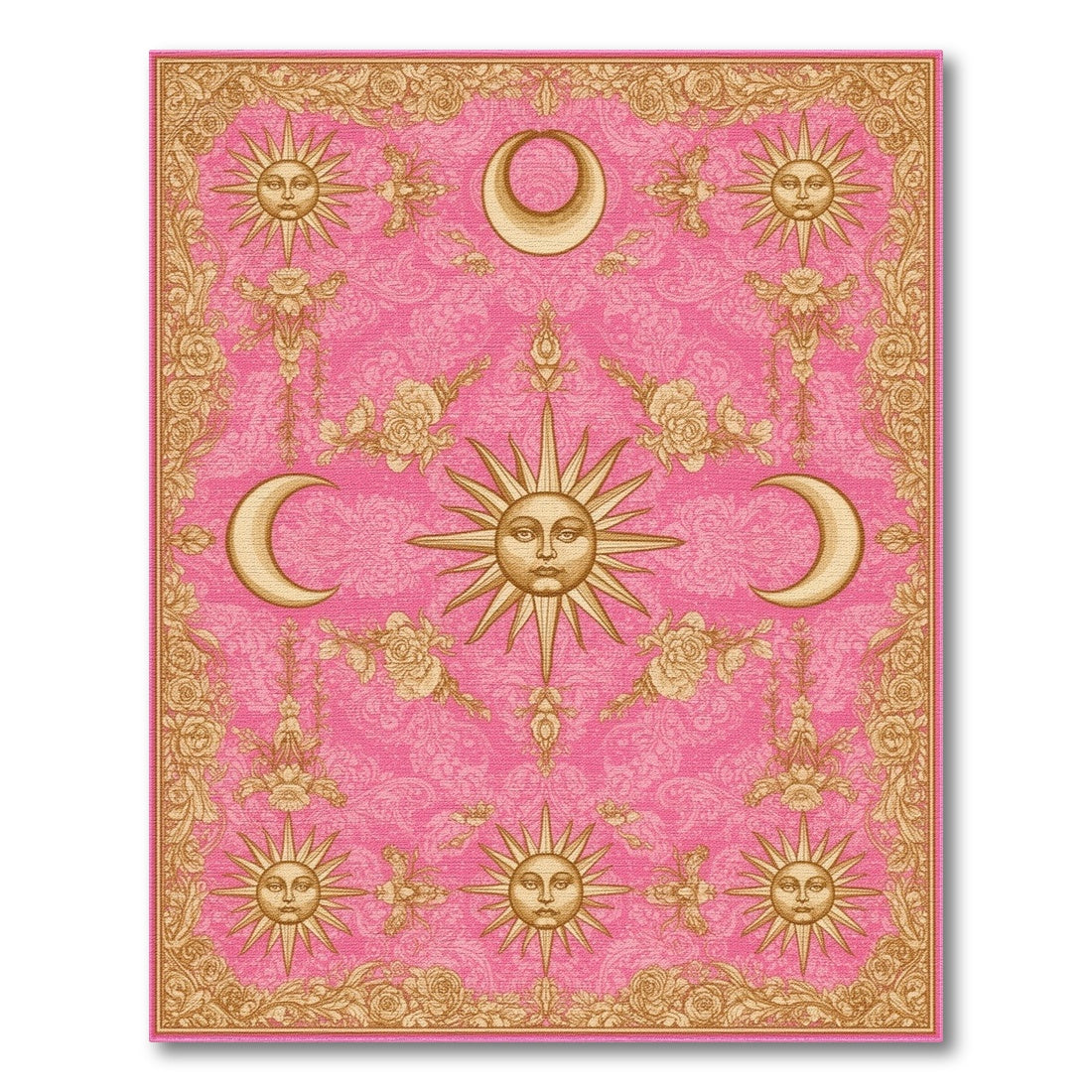 Pink Celestial Floral Vintage Area Rug