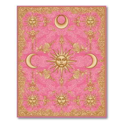 Pink Celestial Floral Vintage Area Rug