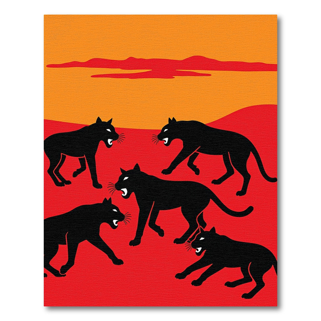Bold Black Panther Hunting Scene Rug