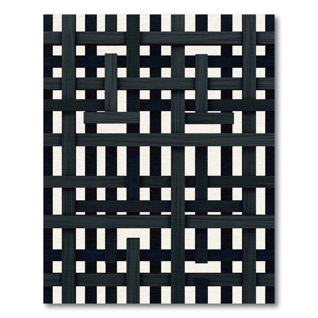Dark Interwoven Strips Geometric Rug