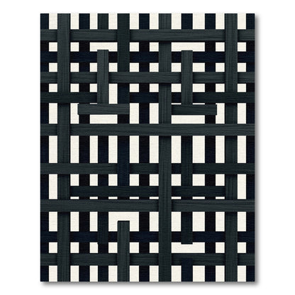Dark Interwoven Strips Geometric Rug