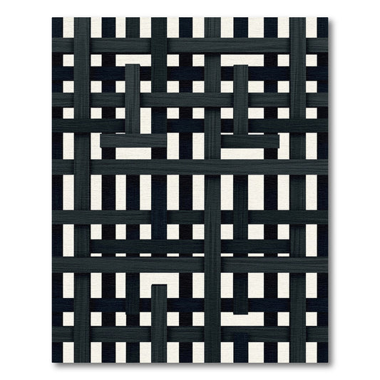 Dark Interwoven Strips Geometric Rug