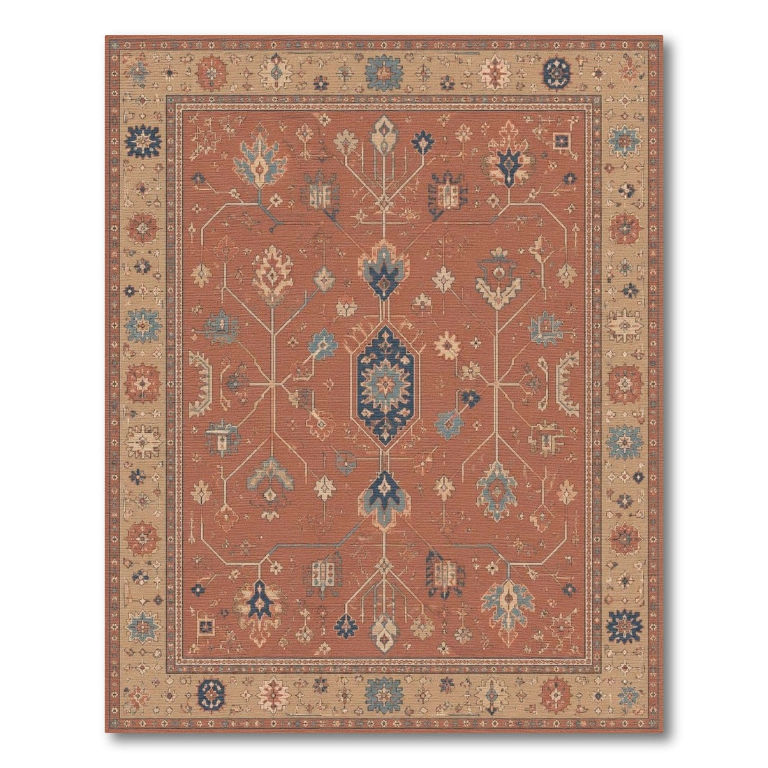 Red Traditional Persian Medallion Area Rug
