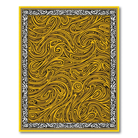 Bold Yellow Swirl Abstract Area Rug