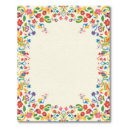 Vibrant Floral Border Delight Rug