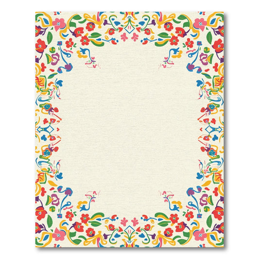 Vibrant Floral Border Delight Rug
