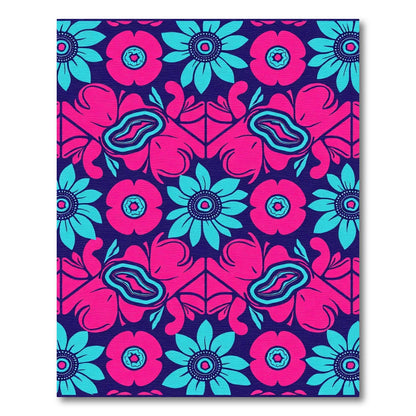 Vibrant Floral Symmetry Midnight Rug