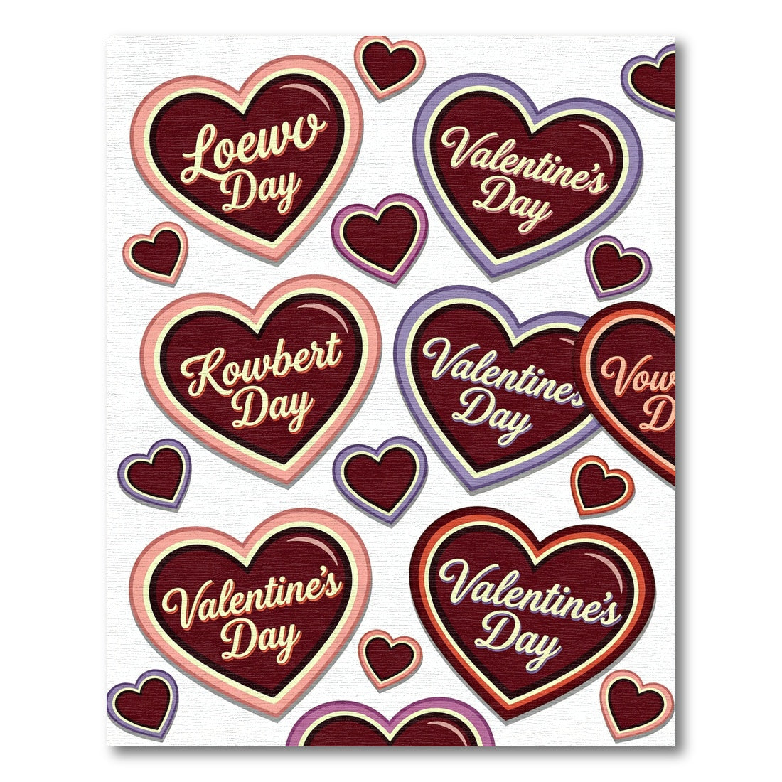 Retro ValentineHearts With Script Text Rug