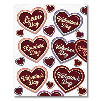 Retro ValentineHearts With Script Text Rug