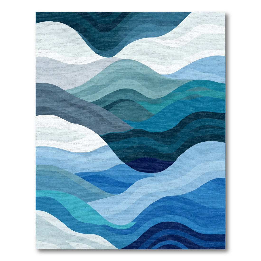 Deep Blue Ocean Wave Layers Rug