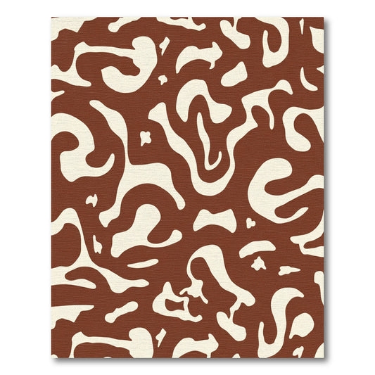Brown Cream Abstract Organic Swirls Rug