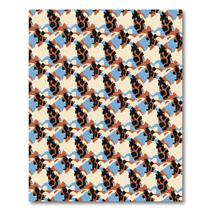 Abstract Terracotta Black Blue Shapes Rug