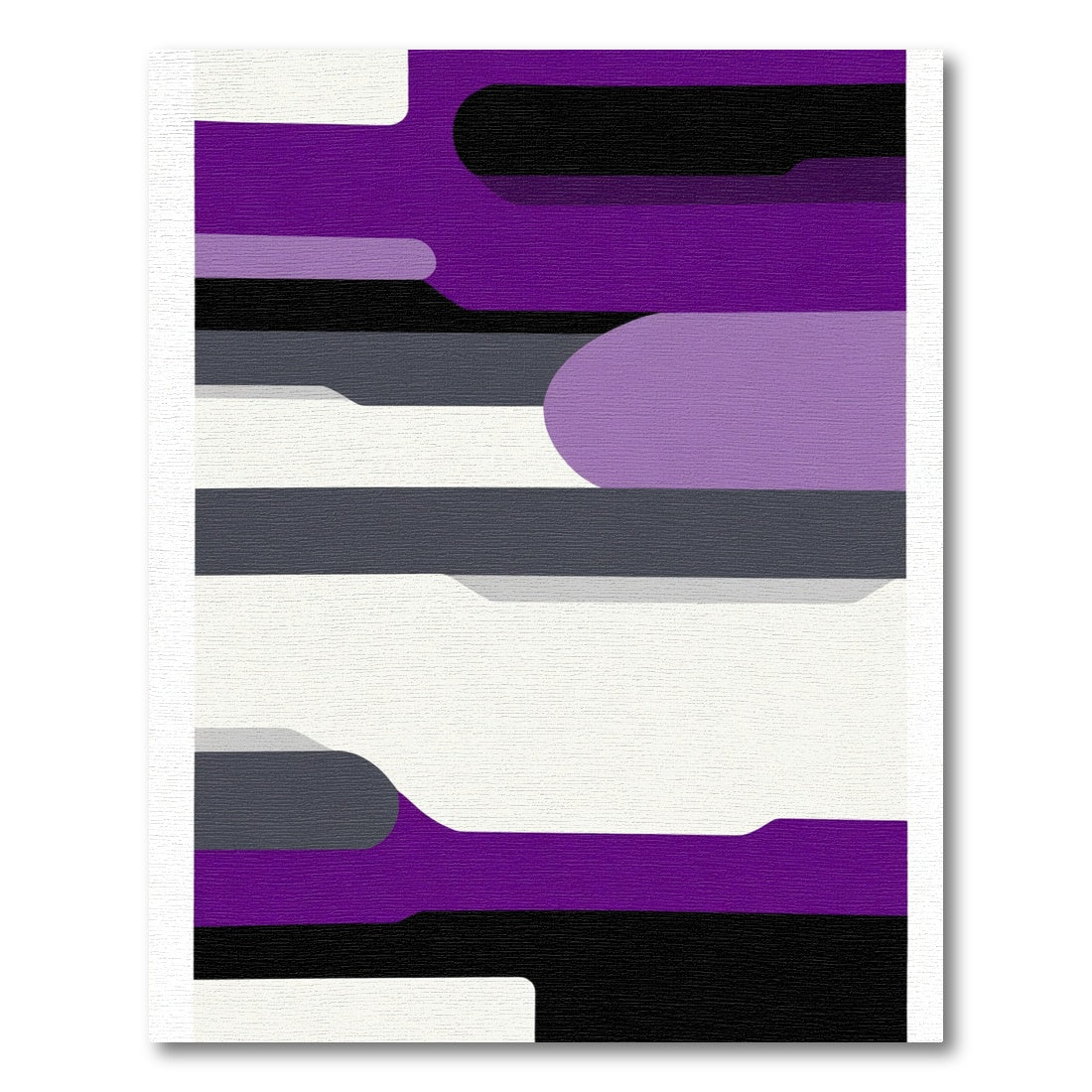 Bold Purple Gray Abstract Shapes Rug