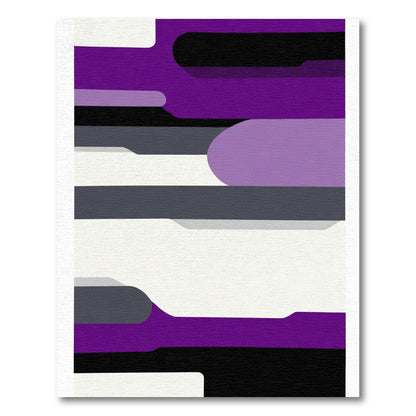 Bold Purple Gray Abstract Shapes Rug