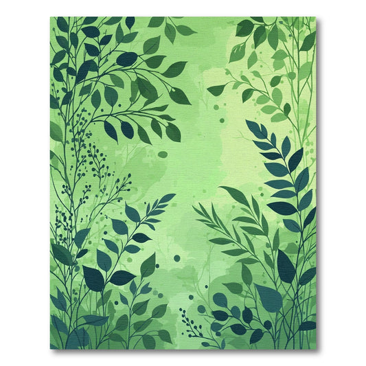 Green Lush Foliage Watercolor Blend Rug