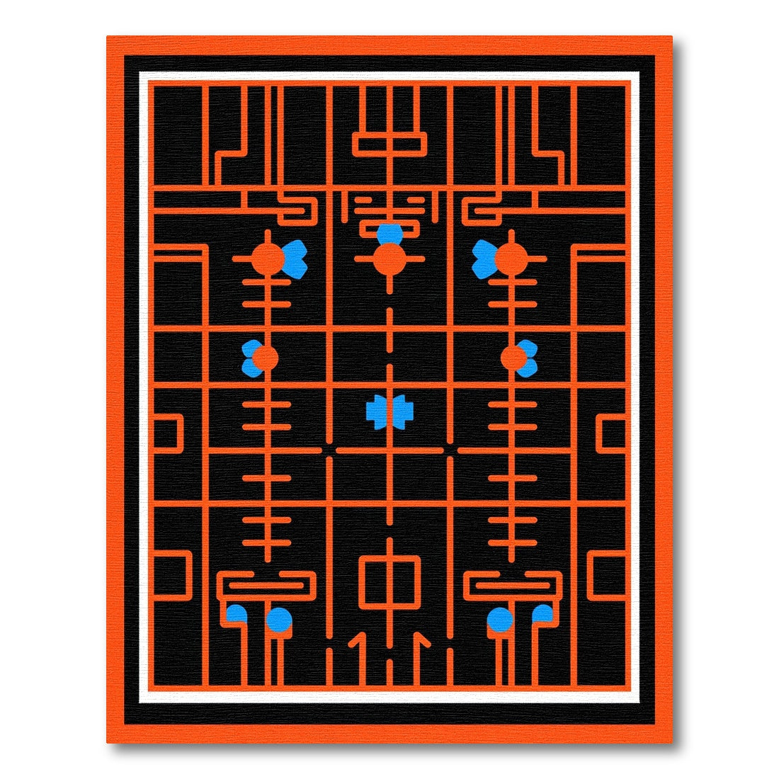 Orange Blue Geometric Grid Abstract Rug