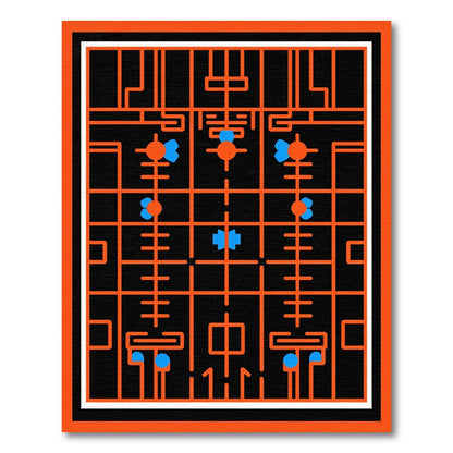 Orange Blue Geometric Grid Abstract Rug
