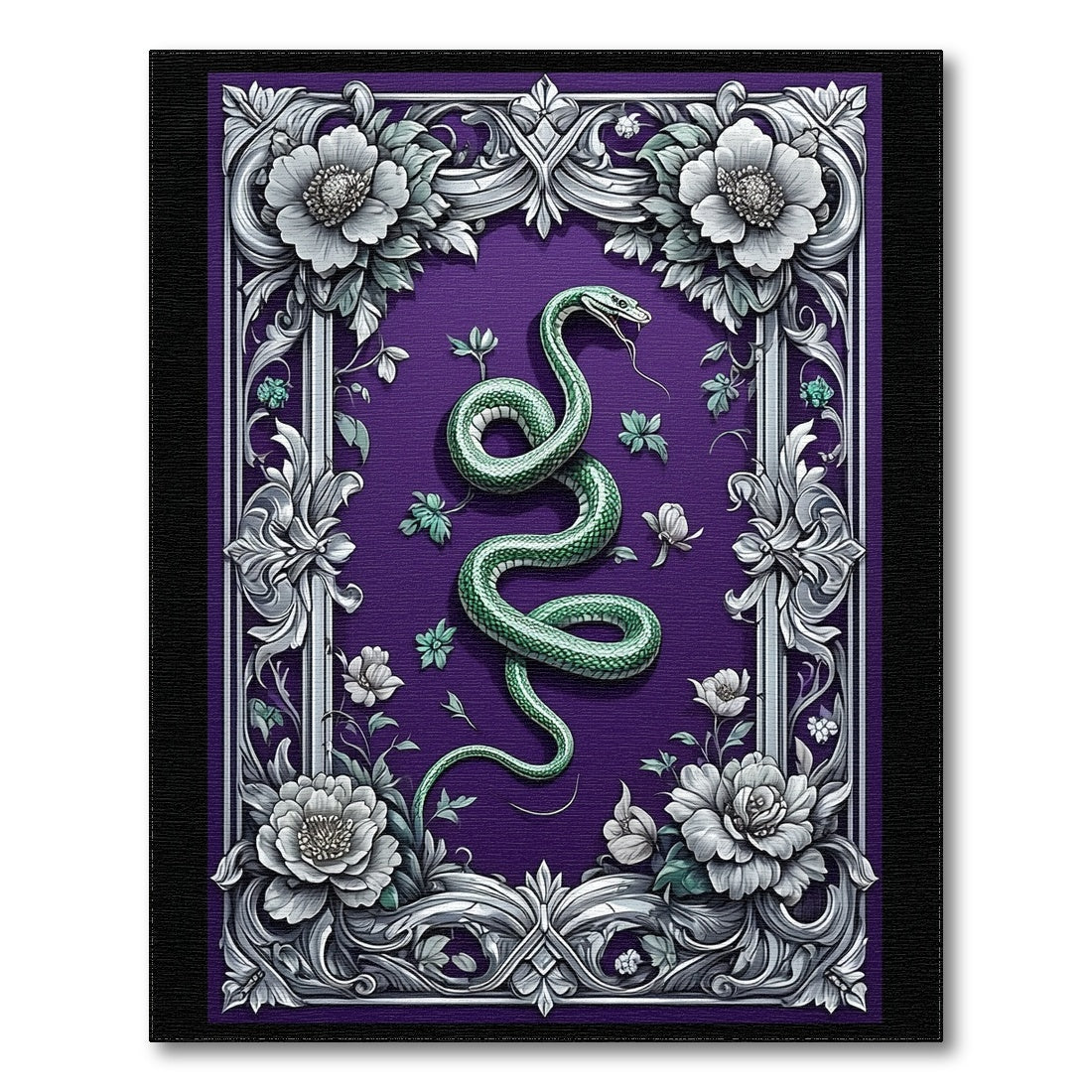 Green Serpent Purple Floral Area Rug
