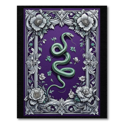 Green Serpent Purple Floral Area Rug