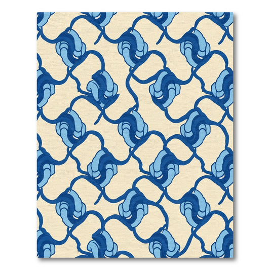 Retro Blue Swirls Cream Background Rug