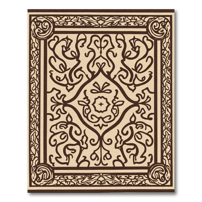 Brown Floral Medallion on Beige Background Rug