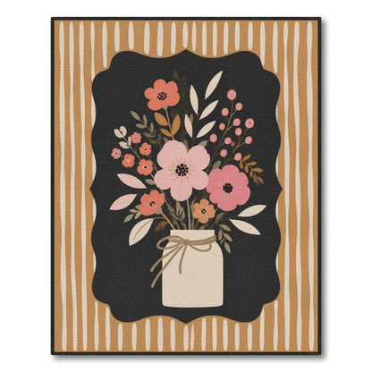 Brown Tan Floral Vase Area Rug