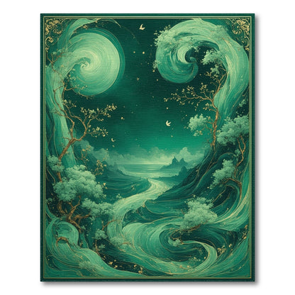 Ethereal Teal Swirl Abstract Area Rug