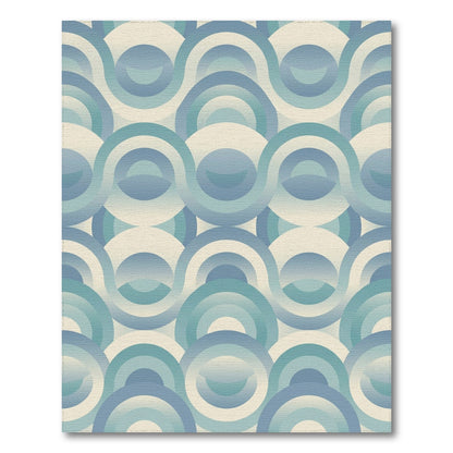 Blue Teal Geometric Circle Geometric Modern Area Rug