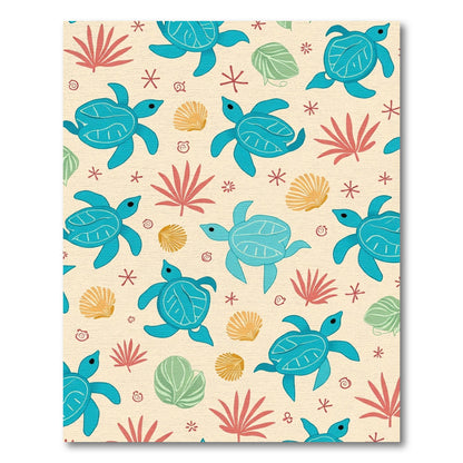 Teal Ocean Turtle Coral Sprinkle Rug