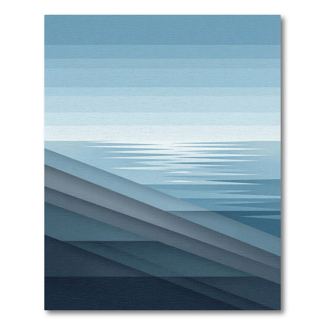 Layered Blue Horizon Abstract Ocean Rug