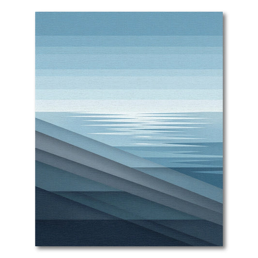 Layered Blue Horizon Abstract Ocean Rug