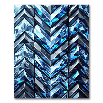 Deep Blue Crystal Geometric Chevron Rug