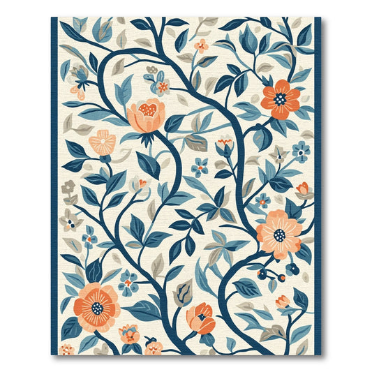 Orange Coral Floral Tree Vine Rug