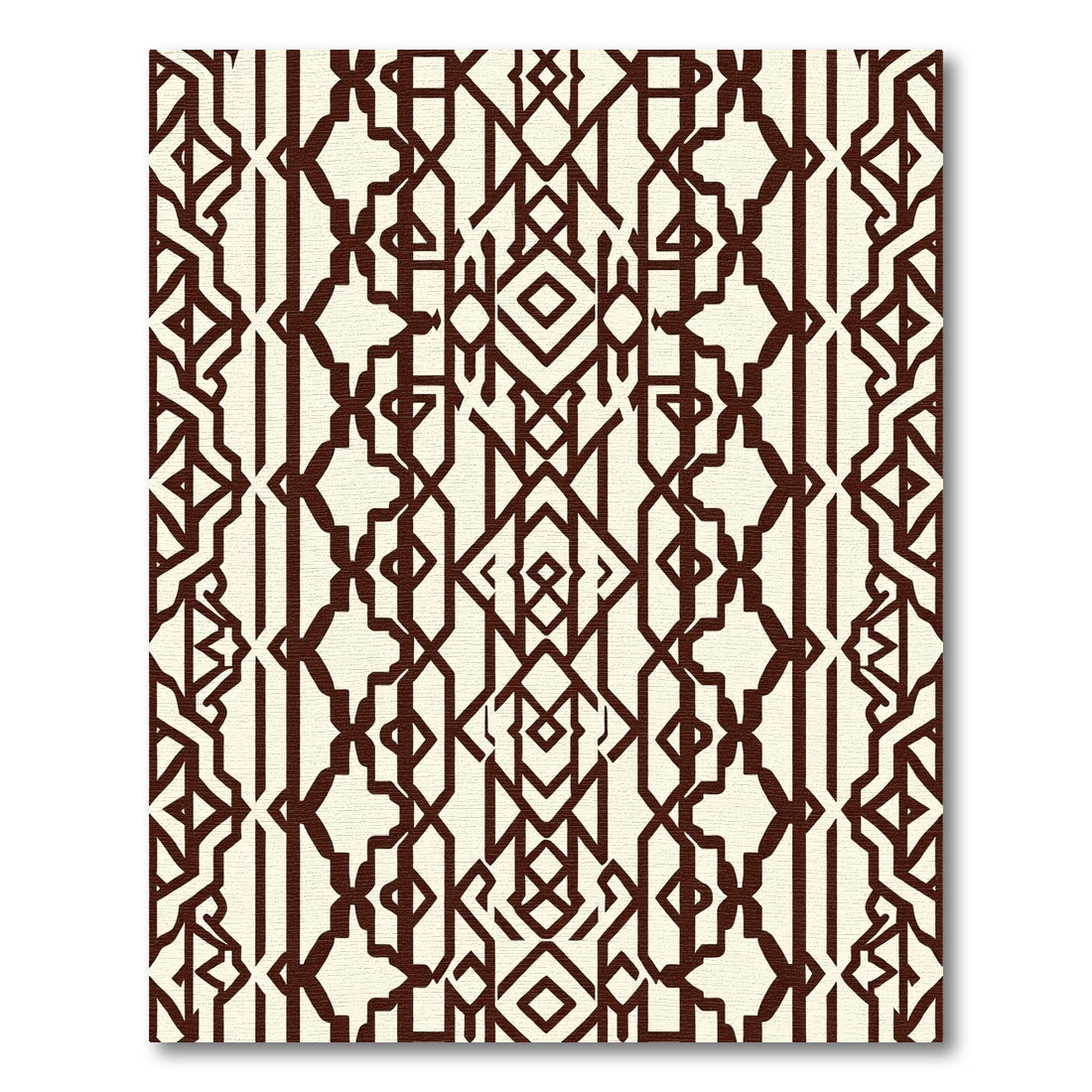Cream And Dark Brown Geometric Lines Rug