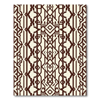 Cream And Dark Brown Geometric Lines Rug